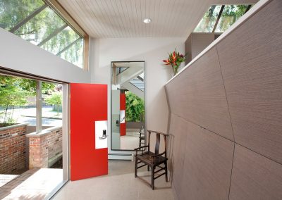 modern red front door custom home BC
